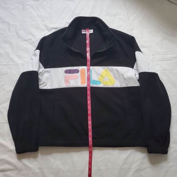 FILA Women's Black Color Block Quarter Zip Fleece Pullover Sweatshirt Sz Medium - Picture 10 of 15
